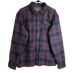 Mountain Hardwear Outpost Flannel Shirt Mens Medium Red Blue Snap Lined Outdoors